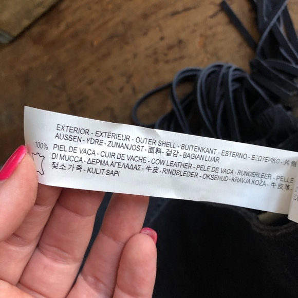 Zara Basic Blue Suede Boho Braided Tassel Bag - Picture 7 of 8